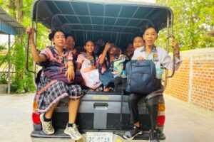 Our students onboard the Toyota Tacoma. 