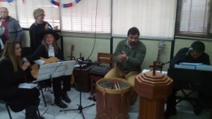 Armando on keyboard, Fabricio is getting the church clapping before adding the bombo drum, Liisa on guitar and Mandy leading with her beautiful soprano voice 